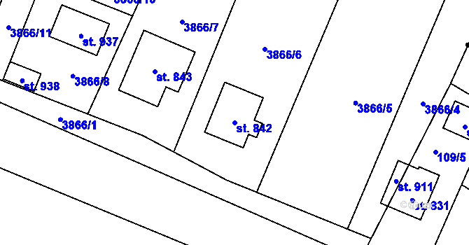 Parcela st. 842 v KÚ Lenešice, Katastrální mapa