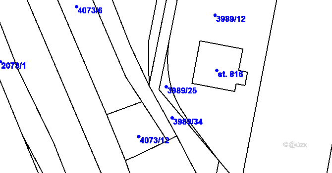 Parcela st. 3989/25 v KÚ Lenešice, Katastrální mapa