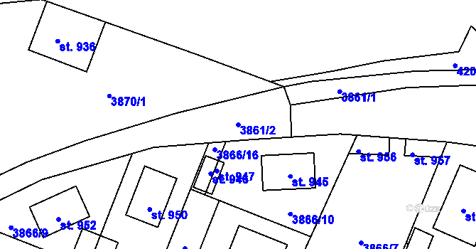 Parcela st. 3861/2 v KÚ Lenešice, Katastrální mapa