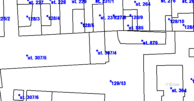 Parcela st. 307/4 v KÚ Lenešice, Katastrální mapa