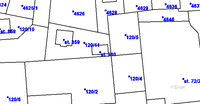 Parcela st. 910 v KÚ Lenešice, Katastrální mapa