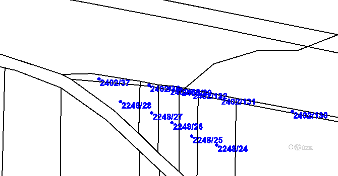 Parcela st. 2402/38 v KÚ Lenešice, Katastrální mapa
