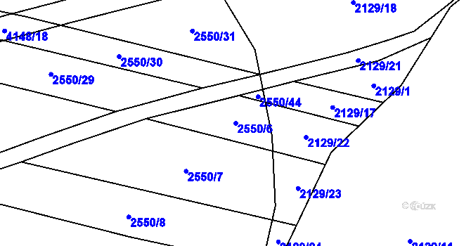 Parcela st. 2550/6 v KÚ Lenešice, Katastrální mapa