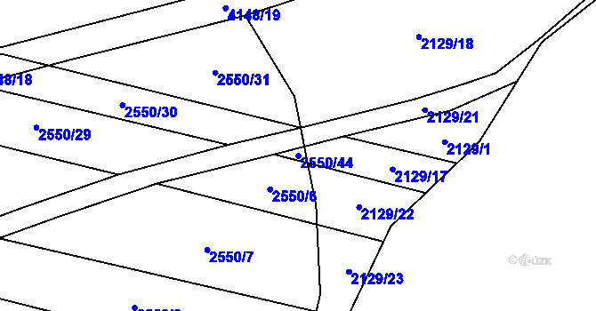 Parcela st. 2550/44 v KÚ Lenešice, Katastrální mapa