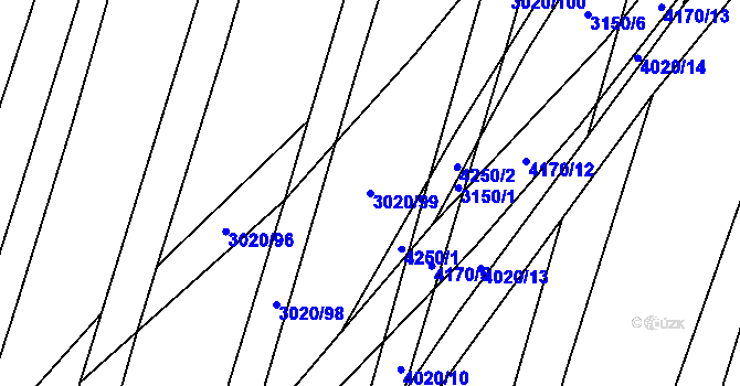 Parcela st. 3020/99 v KÚ Lenešice, Katastrální mapa