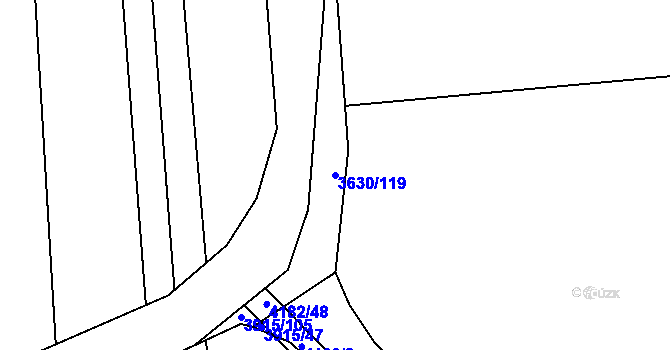 Parcela st. 3630/119 v KÚ Lenešice, Katastrální mapa