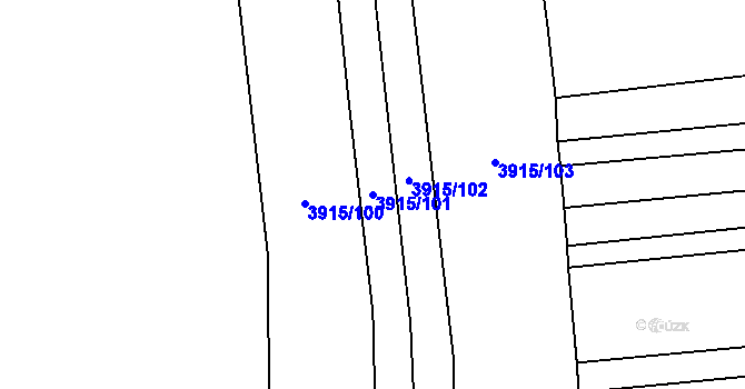 Parcela st. 3915/101 v KÚ Lenešice, Katastrální mapa