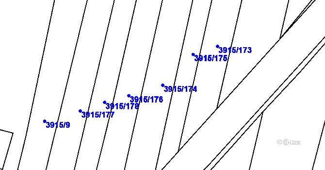Parcela st. 3915/174 v KÚ Lenešice, Katastrální mapa