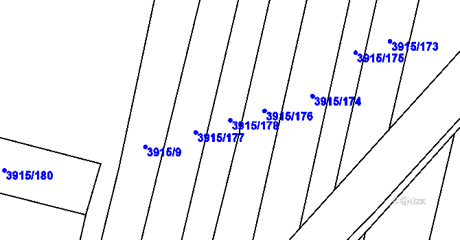 Parcela st. 3915/178 v KÚ Lenešice, Katastrální mapa