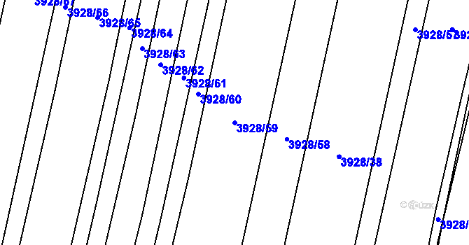 Parcela st. 3928/59 v KÚ Lenešice, Katastrální mapa