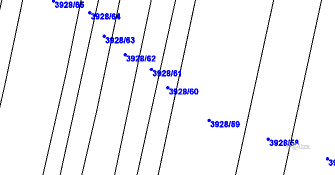Parcela st. 3928/60 v KÚ Lenešice, Katastrální mapa