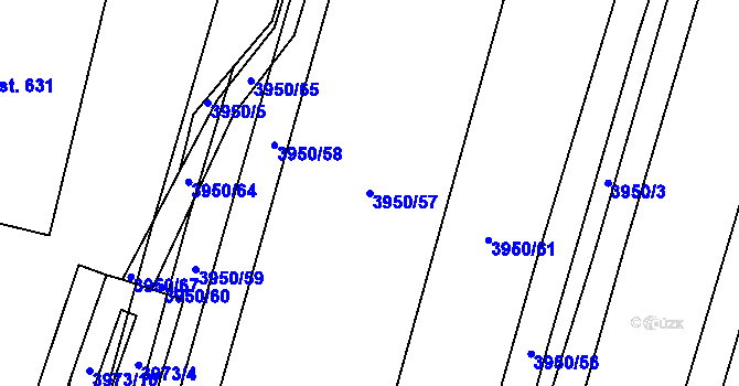 Parcela st. 3950/57 v KÚ Lenešice, Katastrální mapa