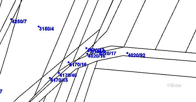 Parcela st. 4020/17 v KÚ Lenešice, Katastrální mapa
