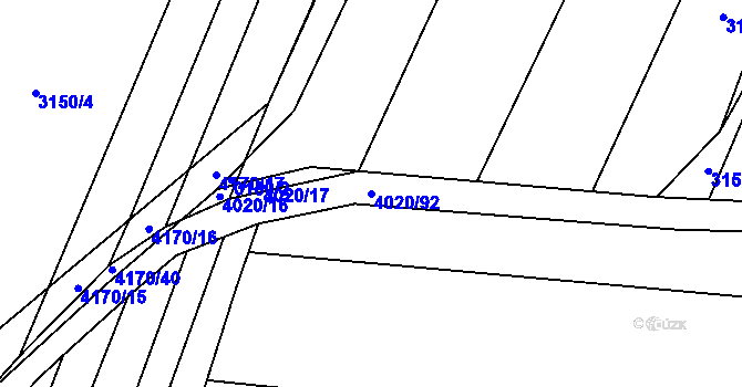 Parcela st. 4020/92 v KÚ Lenešice, Katastrální mapa