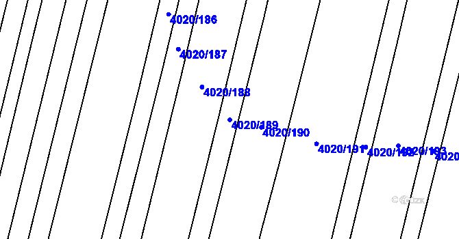 Parcela st. 4020/189 v KÚ Lenešice, Katastrální mapa