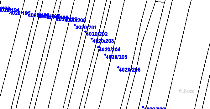 Parcela st. 4020/205 v KÚ Lenešice, Katastrální mapa