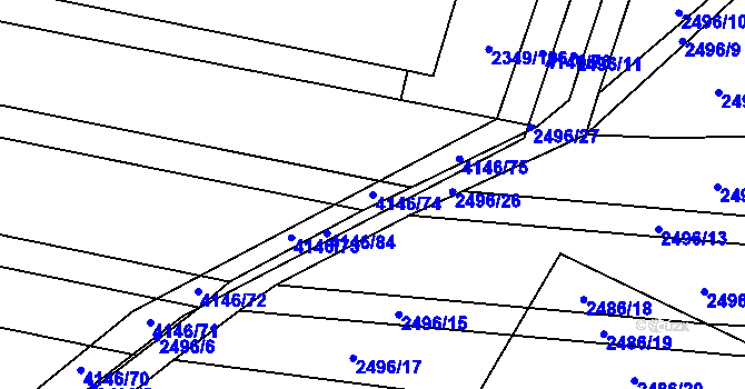 Parcela st. 4146/74 v KÚ Lenešice, Katastrální mapa