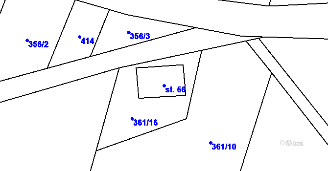 Parcela st. 56 v KÚ Houžná, Katastrální mapa