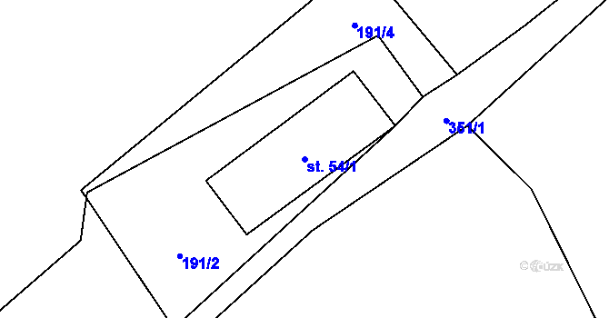 Parcela st. 54/1 v KÚ Lenora, Katastrální mapa