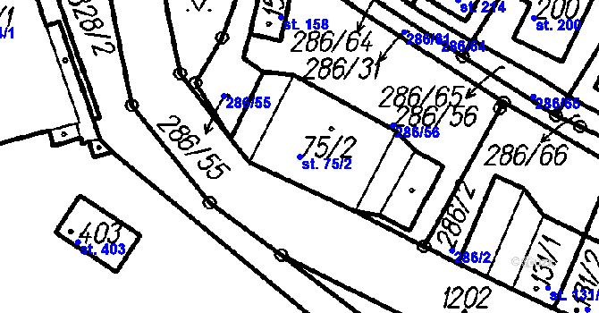 Parcela st. 75/2 v KÚ Lenora, Katastrální mapa
