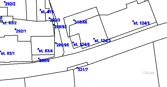 Parcela st. 124/3 v KÚ Lenora, Katastrální mapa