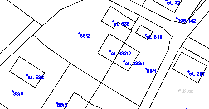 Parcela st. 332/2 v KÚ Lenora, Katastrální mapa