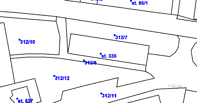Parcela st. 335 v KÚ Lenora, Katastrální mapa