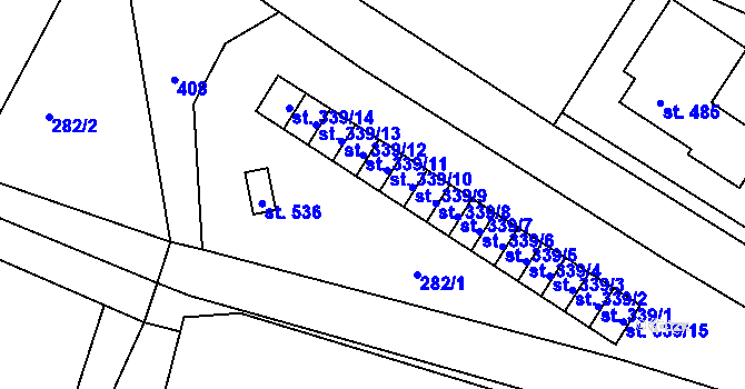 Parcela st. 339/10 v KÚ Lenora, Katastrální mapa