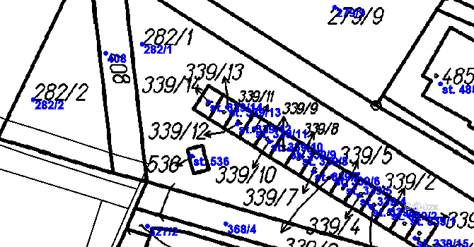 Parcela st. 339/12 v KÚ Lenora, Katastrální mapa