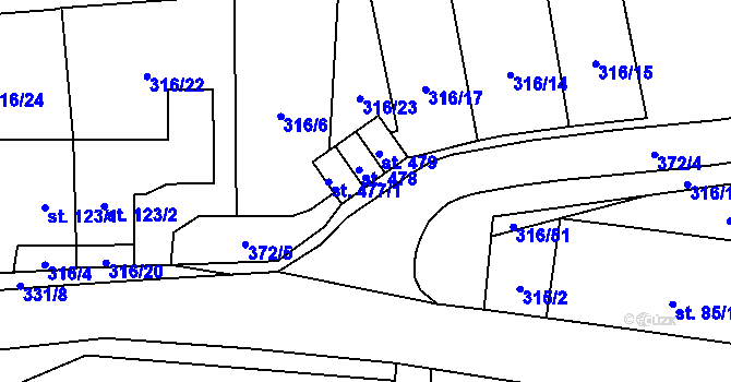 Parcela st. 478 v KÚ Lenora, Katastrální mapa