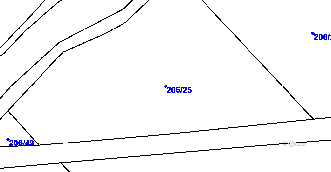Parcela st. 206/25 v KÚ Lenora, Katastrální mapa