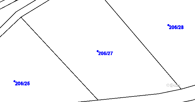 Parcela st. 206/27 v KÚ Lenora, Katastrální mapa