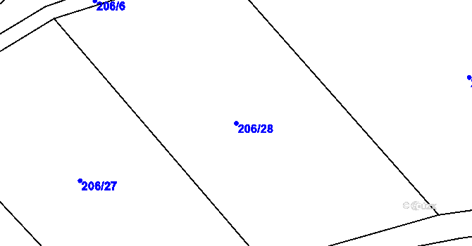 Parcela st. 206/28 v KÚ Lenora, Katastrální mapa