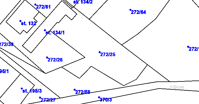 Parcela st. 272/25 v KÚ Lenora, Katastrální mapa
