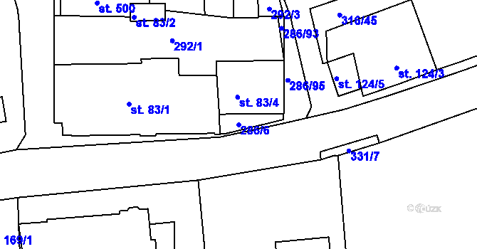 Parcela st. 286/6 v KÚ Lenora, Katastrální mapa