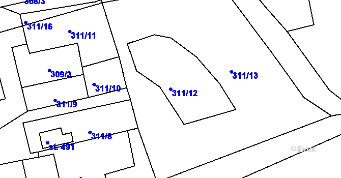 Parcela st. 311/12 v KÚ Lenora, Katastrální mapa