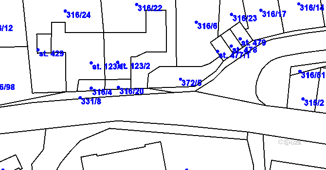 Parcela st. 316/5 v KÚ Lenora, Katastrální mapa