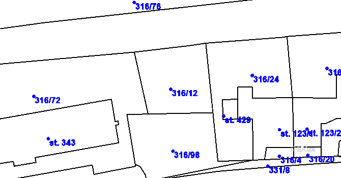 Parcela st. 316/12 v KÚ Lenora, Katastrální mapa