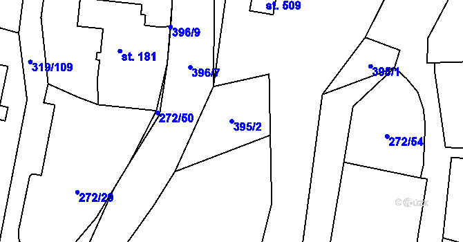 Parcela st. 395/2 v KÚ Lenora, Katastrální mapa
