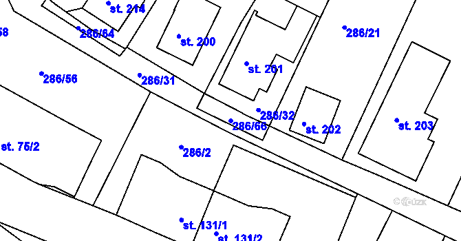 Parcela st. 286/66 v KÚ Lenora, Katastrální mapa