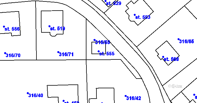 Parcela st. 555 v KÚ Lenora, Katastrální mapa