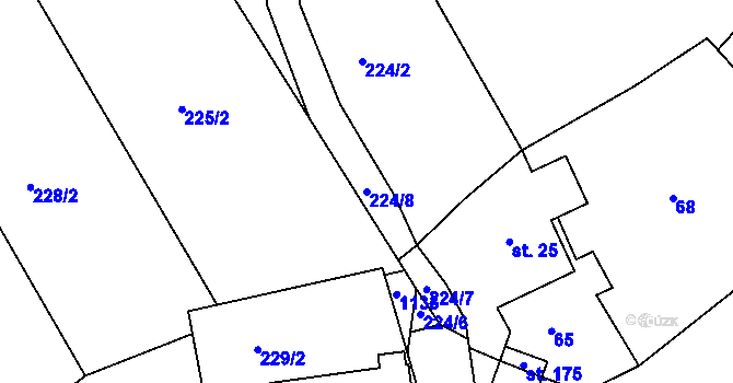 Parcela st. 224/8 v KÚ Leskovec u Vítkova, Katastrální mapa