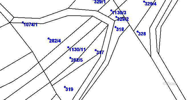Parcela st. 317 v KÚ Leskovec u Vítkova, Katastrální mapa
