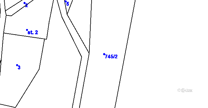 Parcela st. 745/2 v KÚ Leskovec u Vítkova, Katastrální mapa