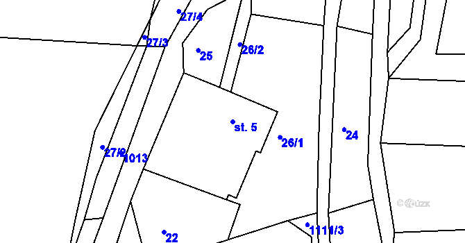 Parcela st. 5 v KÚ Leskovec u Vítkova, Katastrální mapa