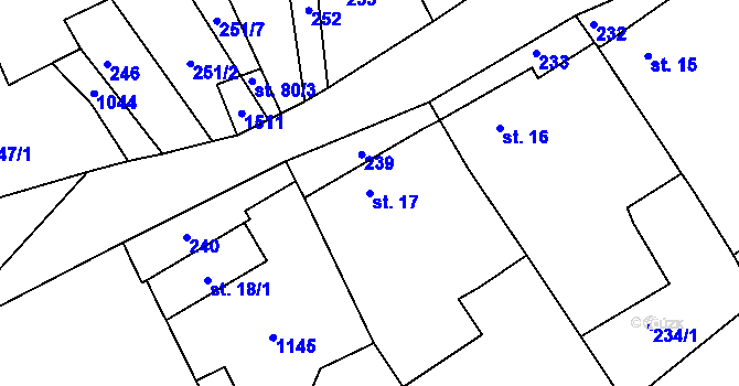Parcela st. 17 v KÚ Leskovec u Vítkova, Katastrální mapa
