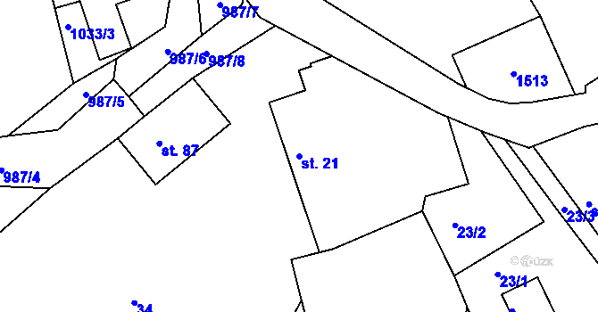 Parcela st. 21 v KÚ Leskovec u Vítkova, Katastrální mapa