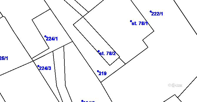 Parcela st. 78/2 v KÚ Leskovec u Vítkova, Katastrální mapa