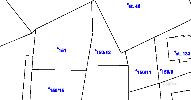 Parcela st. 150/12 v KÚ Leskovec u Vítkova, Katastrální mapa