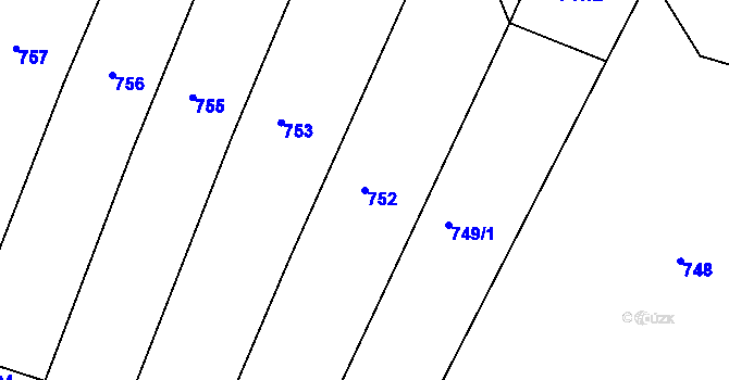 Parcela st. 752 v KÚ Leskovec u Vítkova, Katastrální mapa